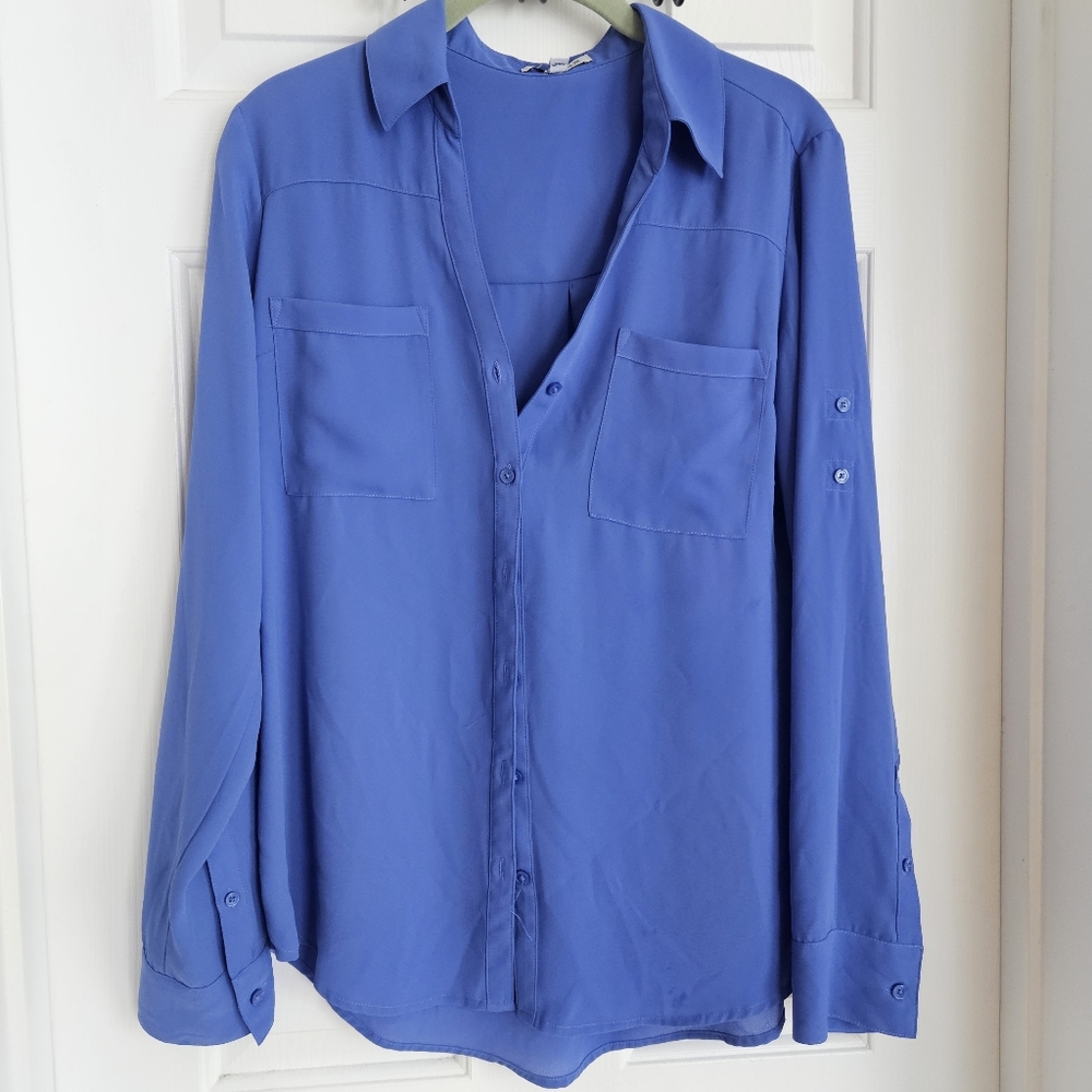 Express Portofino Blouse – Blue, Size Medium